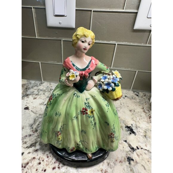 VTG ZSZ Italian Figurine Woman In Floral Dress w Baskets Of Flowers  LE 331/607 - Picture 4 of 16